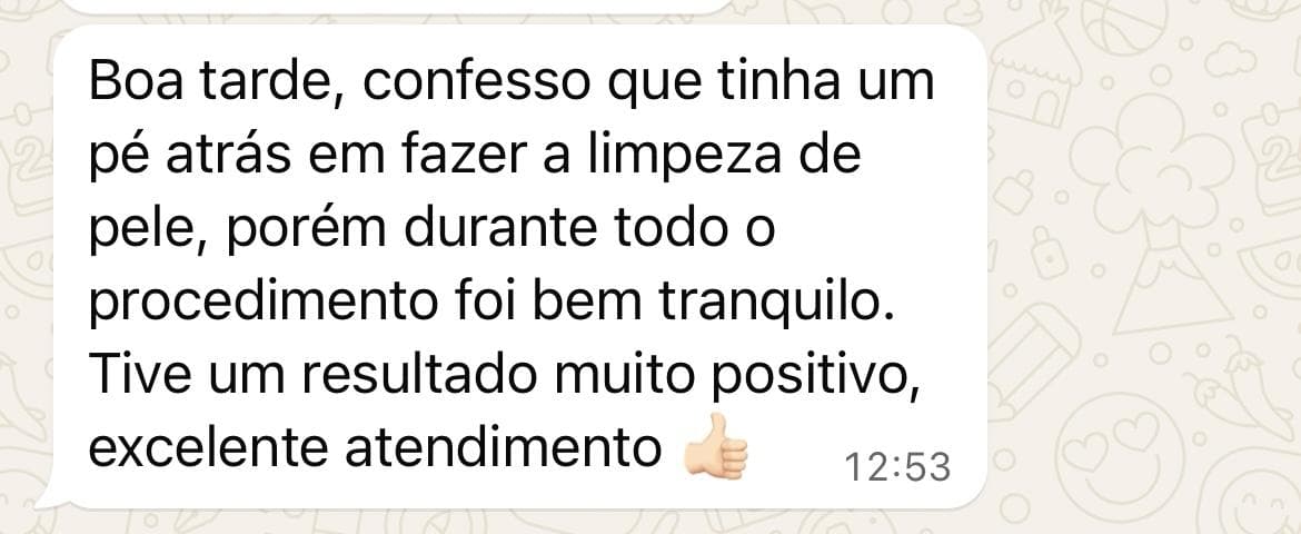 Depoimento sobre limpeza de pele
